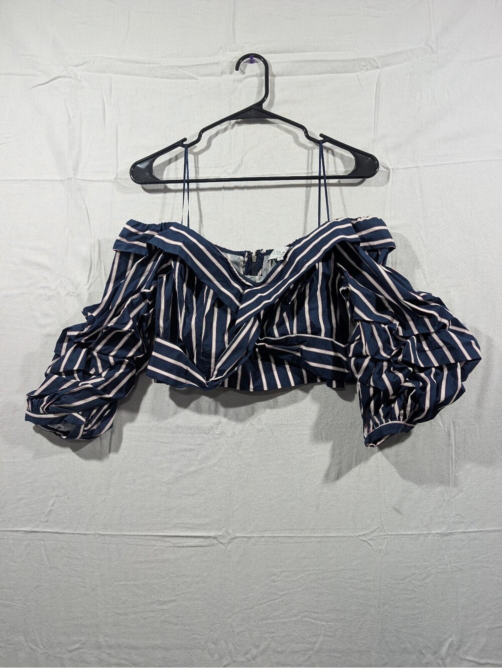 NWT, J.O.A., Cropped Blouse, Blue & White Striped, Size Medium